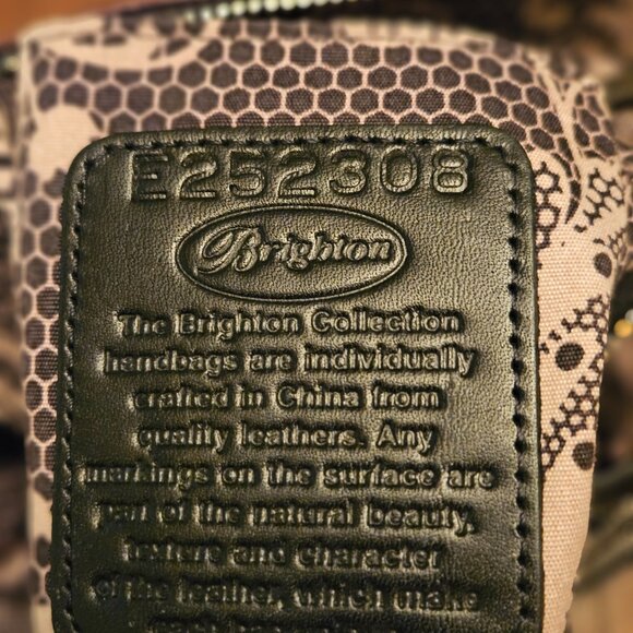 Brighton Black Pebbled Leather 6 pocket Messenger Bag. 12" x 12". Fuax Croc Trim - Picture 9 of 9